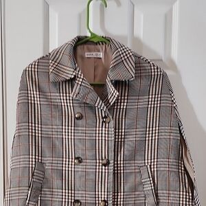 a new day Black and White Plaid Trench Coat